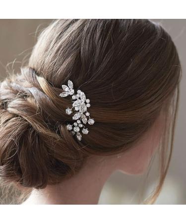 Jakawin Bride Wedding Hair Comb Crystal Bridal Hair Accessories Hair Piece for Women and Girls HC042 (Silver)