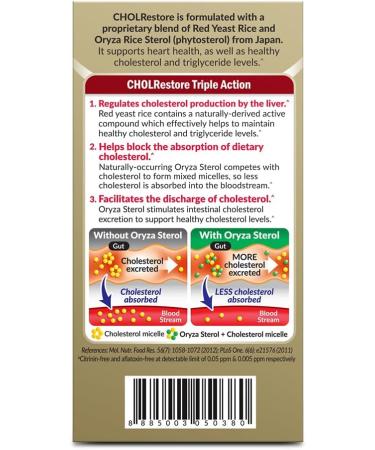LABO Nutrition CHOLRestore Red Yeast Rice with Phytosterol Health Supplement Supports Healthy Cholesterol Levels Citrinin Aflatoxin & Soy Free 90 Vegetarian Capsules 1 - Buy Online on GoSupps.com