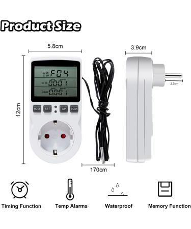 Temperature Controller Socket 230V - Digital Thermostat with Timer for Greenhouses Terrariums & Aquariums | Ideal for Seed Germination & Climate Control - Buy Online on GoSupps.com