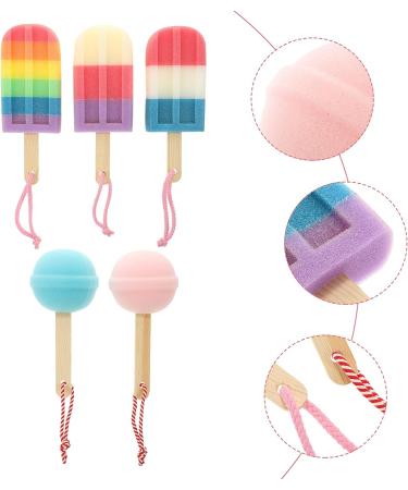 Healifty 5Pcs Lollipops Bath Sponge Set - Child Shower Pouf Loofah Mesh Brush | Cute Body Scrubber - Random Color - Buy Online on GoSupps.com