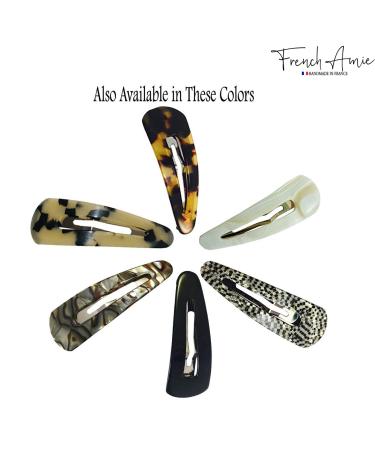 French Amie Clic Clac White Tokyo Large Handmade Celluloid Hair Clips Set - Strong Hold Barrettes for Girls and Women | Handmade in France - Buy Online on GoSupps.com