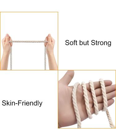 HDviai Natural Unbleached Macrame Cord - 4 Strand Twisted Cotton Rope - 8mm x 20 Yards - DIY Craft Making & Wall Hanging - White - Buy Online on GoSupps.com