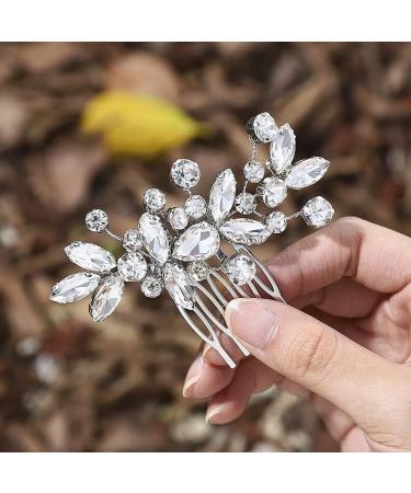 Nesloonp Silver Bride Wedding Hair Combs | Crystal Bridal Hair Crest & Pearl Headdresses | Rhinestone Hair Accessories for Women & Girls - Buy Online on GoSupps.com