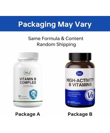 HUJ High-Activity B Vitamins - Supports Normal Energy Metabolism & Nerve System Health - Supplement with 8 B Vitamins Inositol and D-Chiro Inositol - 60 Capsules. - Buy Online on GoSupps.com