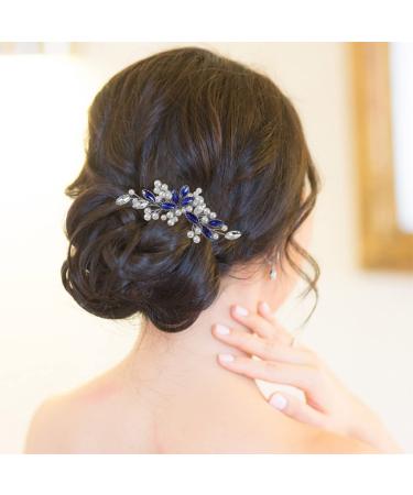 Latious Crystal Bride Wedding Hair Comb - Silver & Blue Rhinestone Hair Clip for Women and Girls - Buy Online on GoSupps.com
