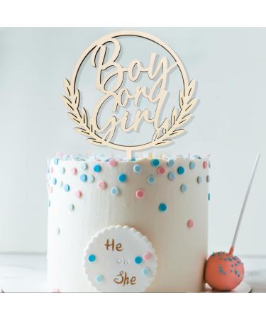 Gender Reveal Cake Topper - Wooden Boy or Girl Decoration for Baby Shower & Party - Buy Online on GoSupps.com
