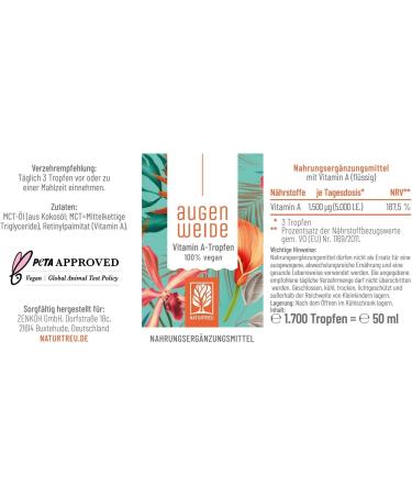 Vitamin A Drops - High Dose 5000 I.E (1500 g) - Vegan Liquid Retinol - 1700 Drops - Natural Feast 50 ml - International Shipping - Buy Online on GoSupps.com