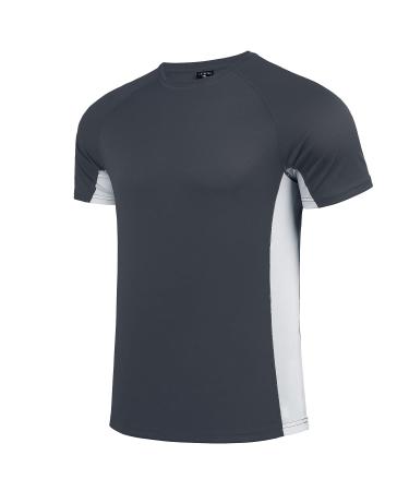 feooohosi men's large sizes swim shirt rash guard men's protection beach t-shirt short sleeve plus size 3XL large sizes gray