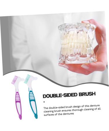 Collbath 2-Piece Prosthesis Cleaning Brush Set - Portable Double-Head Toothbrush for Effective Prosthesis Care - Buy Online on GoSupps.com