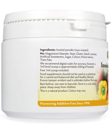 Inositol (Myo-Inositol) Powder 300g - High Absorption Vegan Formula | Non-GMO, Magnesium Stearate Free | Produced in Wales - Buy Online on GoSupps.com