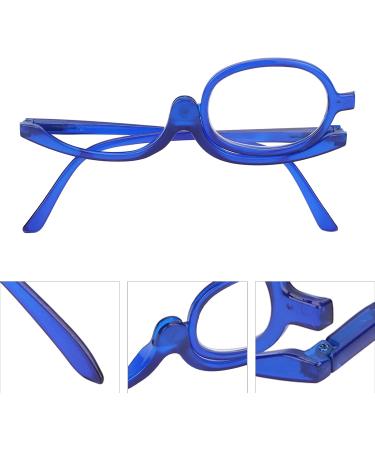 Buy Portable Flip Down Makeup Glasses with Switchable Lenses - Blue (+4.00) | Professional Makeup Tool for Flawless Application - Buy Online on GoSupps.com