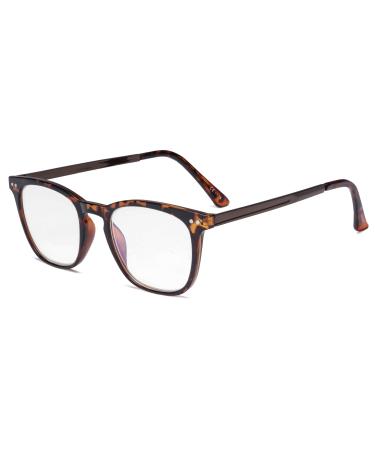 Eyekepper Readers Retro Square Plastic Frame Metal Arms Reading Glasses Tortoise +2.0 Tortoise