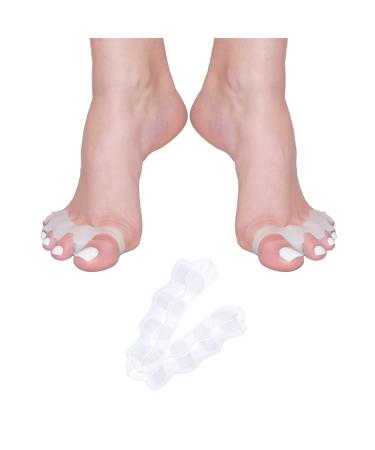 Gel Toe Separators to Correct Bunion & Hammertoe - Toe Spacers for Overlapping Toes - Correct Toes to Natural Shape - Toe Straightener Big Toe Corrector for Women - Men (White)