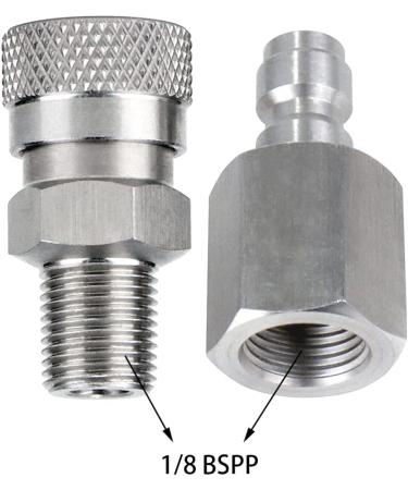 Universal 1/8 inch BSPP Female Connector and 8mm Male Plug Fill Nipple Quick-Disconnect Set  Stainless Steel Remote Line Male & Female Set for Paintball HPA CO2 Convertor Air Tool Fittings - Buy Online on GoSupps.com