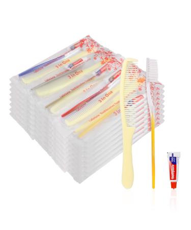 20pcs Disposable Toothbrushes with Toothpaste and Comb for Homeless Individually Wrapped-Suitable for Hotel,Air Bnb,Shelter/Homeless/Nursing Home/Charity(20 pcs)