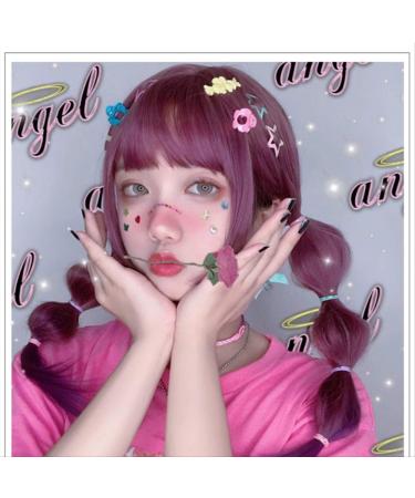Uwowo Long Straight Purple Wig Cosplay Lolita Wigs Heat Resistant Synthetic Hair Anime Party wigs