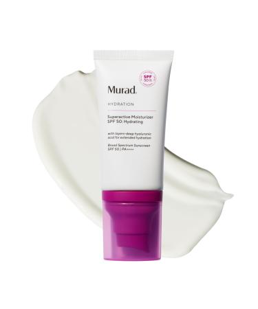 Murad Superactive Hydrating Moisturizer SPF 50 - Dewy Hydration Facial Suncreen Supercharged with Hyaluronic Acid For Plump and Bouncy Skin - 1.7FL Oz