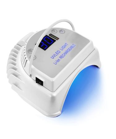 MINI LOP 64W Rechargeable Pro LED Gel Nail UV Light Wireless UV LED Nail Lamp Cordless Led Light for Nails(White)