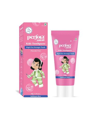 Perfoora Kids Toothpaste 50g | Fluoride & SLS Free Paste | Bubblegum Blast | Prevents Cavities Strengthens Teeth & Protects Enamel | Safe for Ages 3-8 | Gentle & Effective Oral Care