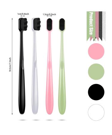 8-Piece Nano Soft Toothbrush Set for Adults and Kids - Extra Soft Bristles for Gentle Oral Care - Black, White, Pink, Green Handles - Buy Online on GoSupps.com