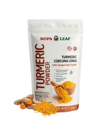NOPA Leaf Turmeric Powder 100% Turmeric Root Powder (Curcuma Longa) Non-GMO, Gluten-Free 16 oz (454g)