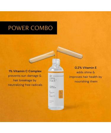De-construct Vitamin C Hair Serum 100ml | Shiny Hair Sun Protection & Frizz Control | 1% Vitamin C & 0.2% Vitamin E for Women & Men - Buy Online on GoSupps.com