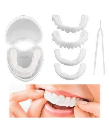 Brigtviee 2 pairs of cosmetic veneers teeth immediate veneer dentures perfect smile veneers snap-on teeth temporary prostheses teeth veneers with mini tweezers for men women tooth whitening