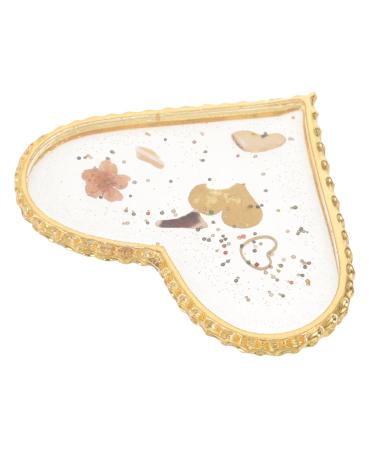 NOLITOY Resin Nail Art Palette Heart Shaped Mixing Colors Palettes with Golden Edge Nail Painting Display Tray Board Cosmetic Mixing Tool