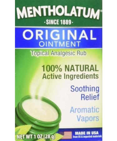 Mentholatum Original Ointment Soothing Relief, Aromatic Vapors - 1 oz (Pack of 2) 1 Ounce (Pack of 2)
