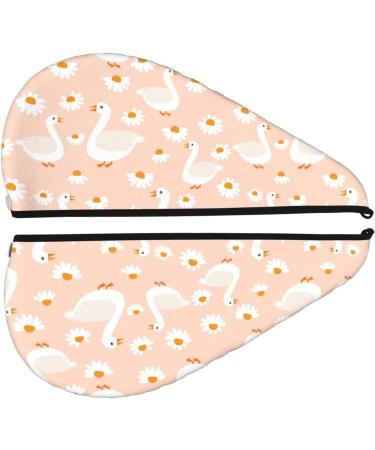 Geese and Flower Microfiber Hair Towel | Soft Super Absorbent Quick Dry Wrap for Long Curly & Thick Hair - Coral Velvet - Buy Online on GoSupps.com