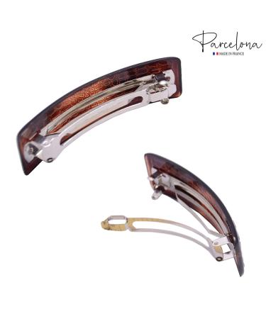 Parcelona French Croco Tortoise Shell Brown Hair Clip Barrette - Strong Grip Celluloid, Automatic Design - Buy Online on GoSupps.com