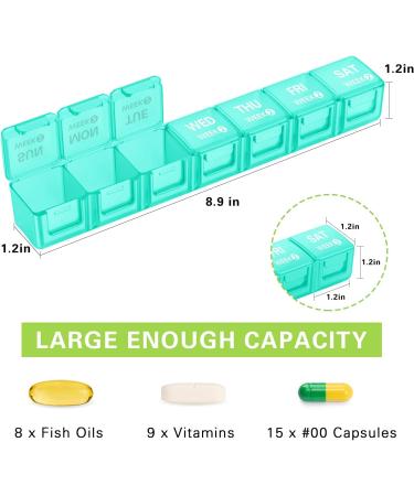 Annwer Large Monthly Pill Organiser 28 Day Pill Box Organizer by Week Large 4 Weeks One Month Pill Cases with Dust-Proof Container for Pills/Vitamin/Fish Oil/Supplements-Cyan - Buy Online on GoSupps.com
