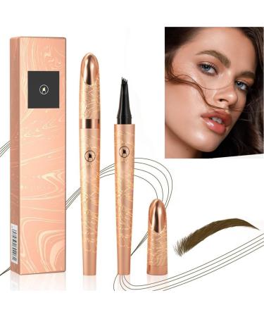 2024 New Magic 4-Tip Eyebrow Pencil - Upgraded 3D Long-Lasting Waterproof Microblading Eye Brow Pencil Contouring Pen Long-Lasting Natural Fine Stroke Eyebrow Pencil (Dark Brown)