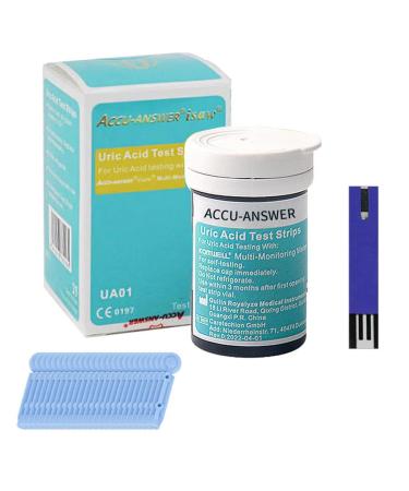 ACCU-ANASWER 25 Test UA Test Strips for ACCU-Answer 4-in-1 Test Meter 25 Lancets Total Included. No Code Card Need Accurate and Fast Easy to Use and Read White