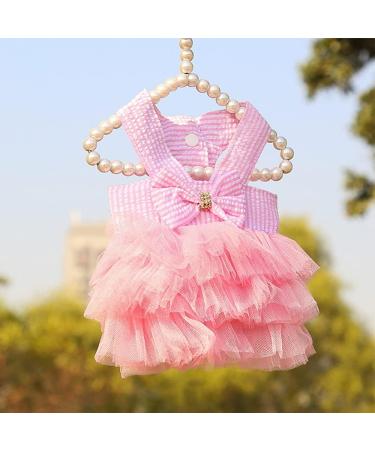 Bowknot Striped Mesh Vest Pet Dog Dresses Dog Princess Dress Wedding Lace Dress for Pomeranian Chihuahua Small Breed Dogs Cats Doggy - Buy Online on GoSupps.com