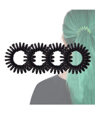 Set of 4 Black Telephone Cord Coil Twist Hair Elastics Bobbles Bands
