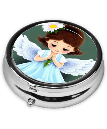 Cute Little Angel Portable Metal Pill Box | Mini 3-Compartment Design for Travel | Handy & Stylish Pill Organizer - Buy Online on GoSupps.com