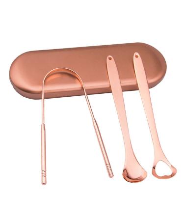 Tongue cleaning 4-piece tongue scraper set stainless steel rose gold for children for the tongue