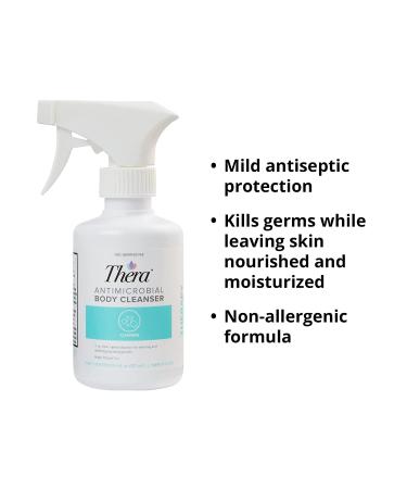 Thera Antimicrobial Body Cleanser 8 oz Spray Bottle - Mild, Rinse-Free Topical Cleanser for Nourished and Moisturized Skin - Buy Online on GoSupps.com