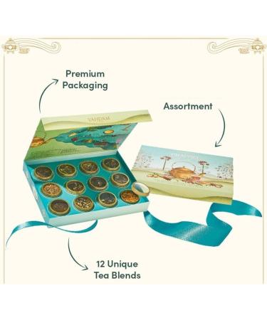 VAHDAM Coffret Cadeau De Th En Vrac Chai (12 Saveurs) Coffret Cadeau De Th | Bo te De Assortie Sans Gluten Sans OGM | Coffret Cadeau Femme & Homme Assortiment de th Chai - Buy Online on GoSupps.com