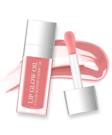 Lisara Hydrating Lip Glow Oil  Moisturizing Lip Oil Gloss Transparent Plumping Lip Gloss  Big Brush Head Non-Sticky Long Lasting Nourishing  Tinted Lip Balm for Lip Care and Dry Lips - Natural Pink
