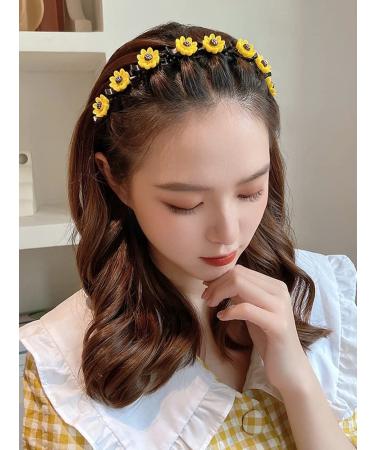 6Pcs Flower and Sunflower Smile Headbands for Girls and Women - Non Slip, Soft, Comfortable Hairbands in Light Blue, Black, Pink - Aesthetic Kids Accessories - Buy Online on GoSupps.com