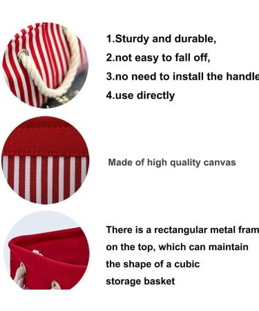 2 Pack Closet Canvas Fabric Storage Baskets - Organizing Bins for Shelves, Closets, Laundry & Nursery - Decorative Gifts - 11.75 x 8 x 5 Inch - Solid Red & Red Stripe - Buy Online on GoSupps.com