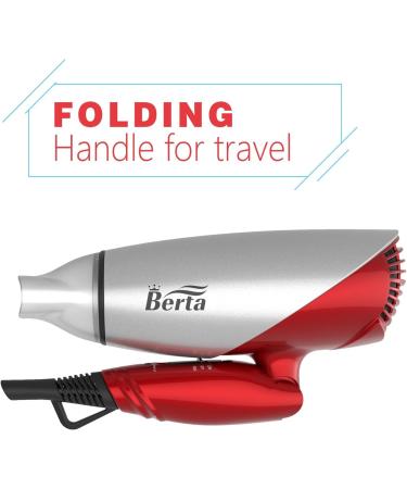 JINRI 1875W Foldable Travel Hair Dryer Dual Voltage Blow Dryer & Foldable Handle Lightweight Negative Ionic Folding Hair Dryer Red - Buy Online on GoSupps.com