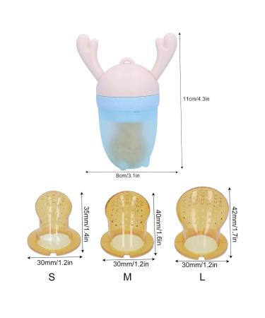 Baby Fruit Food Feeder Pacifier - Silicone Juice & Food Feeder for Toddlers | 3 Sizes Bite Rings | Pink - Buy Online on GoSupps.com