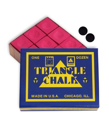 Triangle Billiard Pool Cue Chalk - 1 Dozen - Made in The USA + 2 pcs of Quality Billiard Pool Table Spots by Tweeten Fibre Co. Red