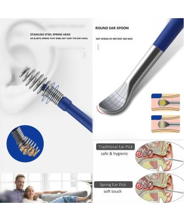 Professional Ear Wax Removal Kit with Stainless Steel Spiral Ear Cleaner - 2Pcs (Blue Brush) - Buy Online on GoSupps.com