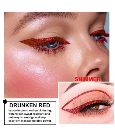 2Pcs Glitter Liquid Eyeliner Makeup Pen Set - Red & Bronze Metallic Satin Finish | Waterproof, Smudge Proof, Long Lasting | High Pigmented Sparkle Eye Liner Pen - 2 Count - Buy Online on GoSupps.com