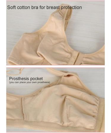 XWSM Breast Prosthesis Bag Closure Front Post Surgical Cotton Mastectomy Underwear - Thin Top Vest BH 48/110 (ABC) - White - Buy Online on GoSupps.com