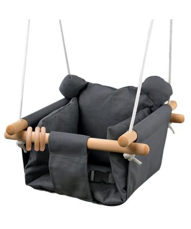Baby Canvas Hanging Swing Seat Toddler Secure Indoor & Outdoor Hammock Toy Grey Dark Grey